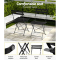 Gardeon 3PC Outdoor Bistro Set Steel Table Chairs Black Patio