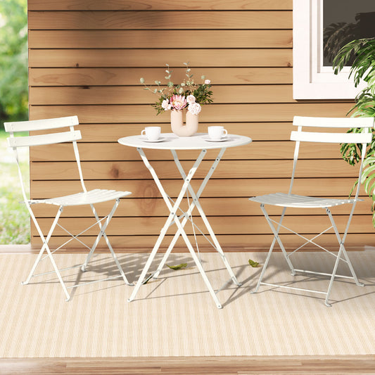 Gardeon 3PC Bistro Set White Steel Table Chairs Outdoor Patio