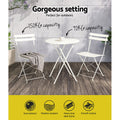Gardeon 3PC Bistro Set White Steel Table Chairs Outdoor Patio