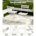 Gardeon 3PC Bistro Set White Steel Table Chairs Outdoor Patio