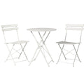 Gardeon 3PC Bistro Set White Steel Table Chairs Outdoor Patio