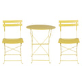 Gardeon 3PC Outdoor Bistro Set Steel Table Chairs Yellow Patio