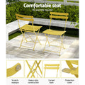 Gardeon 3PC Outdoor Bistro Set Steel Table Chairs Yellow Patio