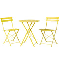 Gardeon 3PC Outdoor Bistro Set Steel Table Chairs Yellow Patio