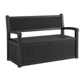 Gardeon Outdoor Storage Box Bench 254L Resin Armset Backrest Lockable Black