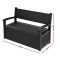 Gardeon Outdoor Storage Box Bench 254L Resin Armset Backrest Lockable Black