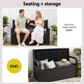 Gardeon Outdoor Storage Box Bench 254L Resin Armset Backrest Lockable Black
