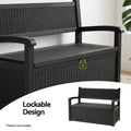 Gardeon Outdoor Storage Box Bench 254L Resin Armset Backrest Lockable Black