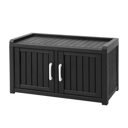 Outdoor Storage Box Bench Shoe Cabinet with Shelf Resin 81cm Black