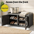 Outdoor Storage Box Bench Shoe Cabinet with Shelf Resin 81cm Black
