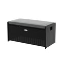Gardeon Wicker Storage Bench Box Black Outdoor Garden Cushion