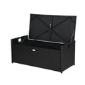 Gardeon Wicker Storage Bench Box Black Outdoor Garden Cushion