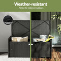 Gardeon Wicker Storage Bench Box Black Outdoor Garden Cushion