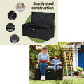 Gardeon Wicker Storage Bench Box Black Outdoor Garden Cushion