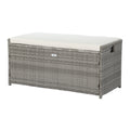 Gardeon Outdoor Storage Bench Grey Wicker Garden Box Cushion