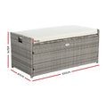 Gardeon Outdoor Storage Bench Grey Wicker Garden Box Cushion