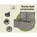 Gardeon Outdoor Storage Bench Grey Wicker Garden Box Cushion
