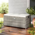 Gardeon Outdoor Storage Bench Grey Wicker Garden Box Cushion