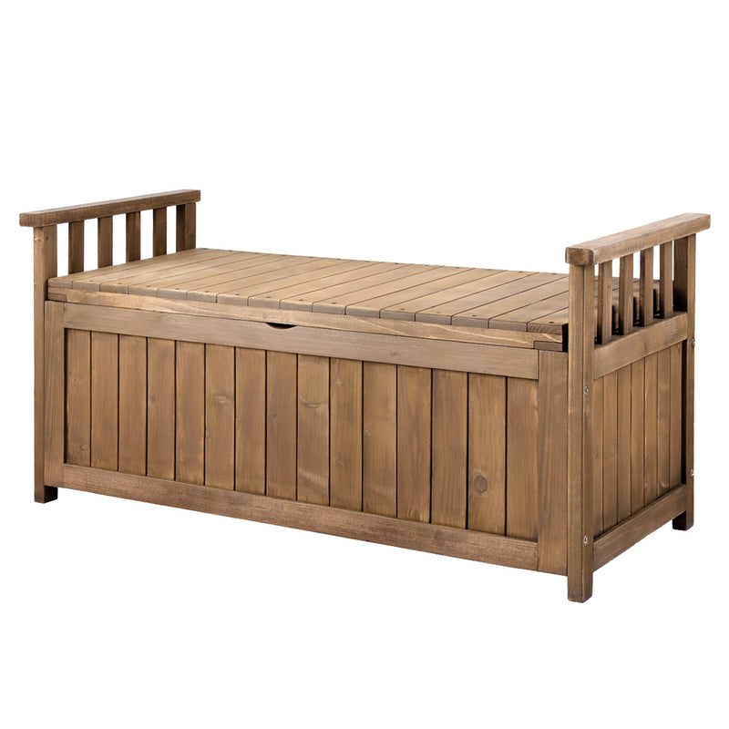 Gardeon Outdoor Storage Bench Box Wooden Brown Garden Patio Shed