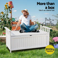 Gardeon Outdoor Storage Bench Box Wooden White Garden Patio Tool