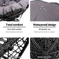 Gardeon Wicker Papasan Chair Black Outdoor Patio Furniture