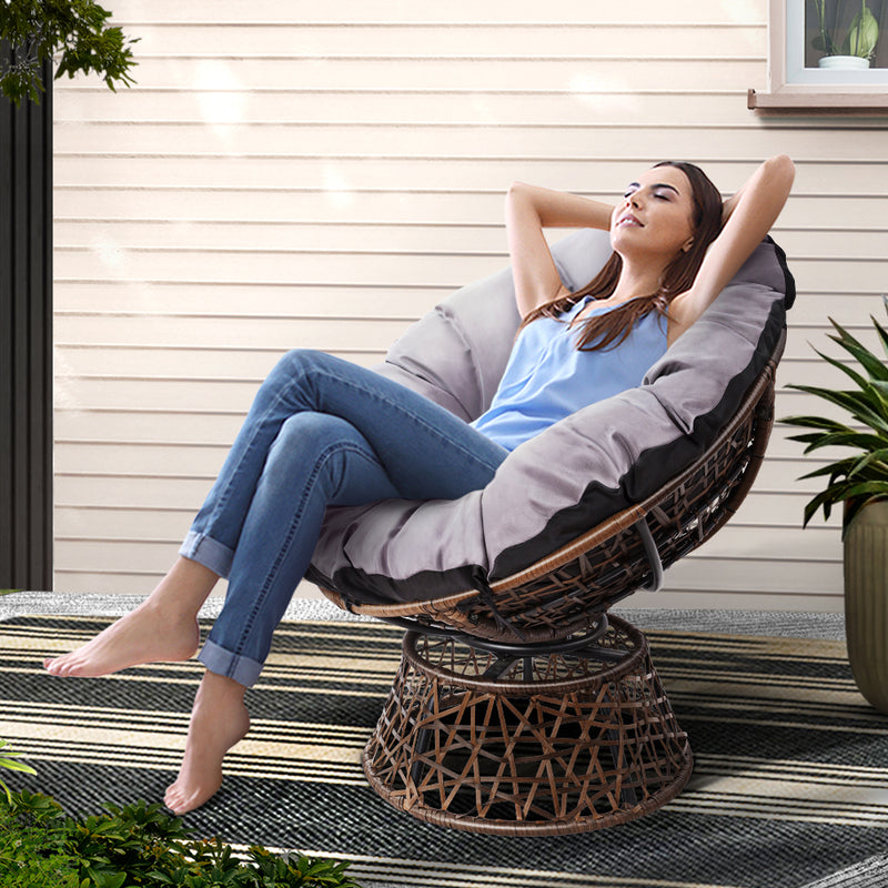 Gardeon Papasan Chair Wicker Brown Outdoor Patio Garden Furniture