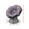 Gardeon Papasan Chair Wicker Grey Outdoor Patio Garden Furniture