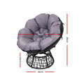 Gardeon Wicker Papasan Chair Lounge Setting Black Garden Furniture
