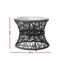 Gardeon Wicker Papasan Chair Lounge Setting Black Garden Furniture