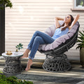 Gardeon Outdoor Papasan Chair Lounge Wicker Table Garden Furniture Grey