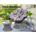 Gardeon Outdoor Papasan Chair Lounge Wicker Table Garden Furniture Grey