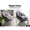 Gardeon Outdoor Papasan Chair Lounge Wicker Table Garden Furniture Grey