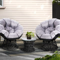 Gardeon Wicker Lounge Setting Papasan Chairs Table Patio Black