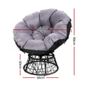 Gardeon Wicker Lounge Setting Papasan Chairs Table Patio Black