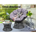 Gardeon Wicker Lounge Setting Papasan Chairs Table Patio Black