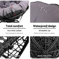 Gardeon Wicker Lounge Setting Papasan Chairs Table Patio Black