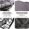 Gardeon Wicker Papasan Chair Lounge Setting Grey Outdoor Patio Furniture