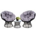 Gardeon Wicker Papasan Chair Lounge Setting Grey Outdoor Patio Furniture