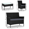 Gardeon 4 Seater Outdoor Wicker Sofa Set Black Table Chair