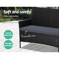 Gardeon 4 Seater Outdoor Wicker Sofa Set Black Table Chair