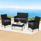 Gardeon 4 Seater Outdoor Wicker Sofa Set Black Table Chair