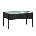 Gardeon 4 Seater Outdoor Wicker Sofa Set Black with Storage Cover