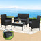 Gardeon 4 Seater Outdoor Wicker Sofa Set Black with Storage Cover