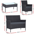 Gardeon 4 Seater Wicker Outdoor Sofa Set Dark Grey Furniture