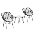Gardeon 3PC Outdoor Bistro Set Table Chairs Cushions Grey Patio