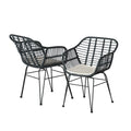 Gardeon 3PC Outdoor Bistro Set Table Chairs Cushions Grey Patio