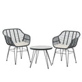 Gardeon 3PC Outdoor Bistro Set Table Chairs Cushions Grey Patio