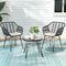 Gardeon 3PC Outdoor Bistro Set Table Chairs Cushions Grey Patio