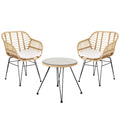 Gardeon 3PC Outdoor Bistro Set Grey Table Chairs Cushion Patio