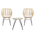 Gardeon 3PC Outdoor Bistro Set Grey Table Chairs Cushion Patio